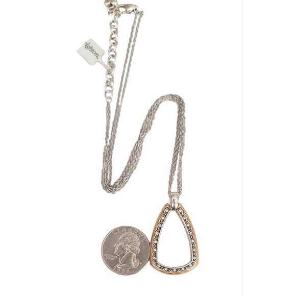 Brighton Gold Silver Tone Crystal Triangle Open Pendant Primavera Necklace, K622 - Picture 5 of 6